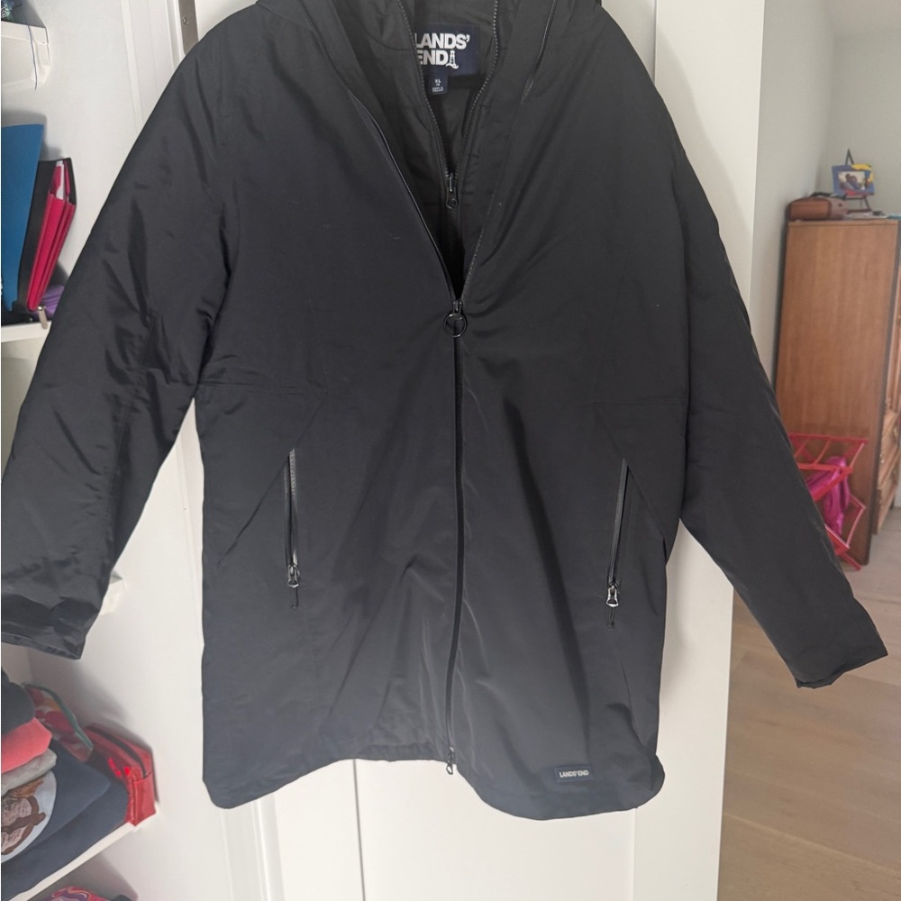 Lands' End Black Women's Hooded Puffer Coat